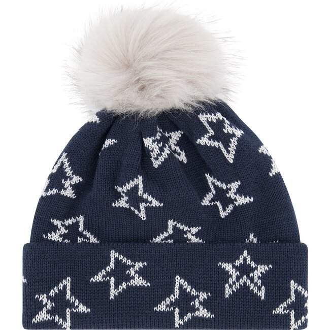 Star Hat and Glove Set, Navy - Hats - 3