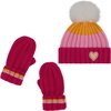 Heart Hat and Glove Set, Pink - Hats - 1 - thumbnail