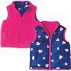 Reversible Heart Sherpa Vest, Pink and Navy - Vests - 1 - thumbnail