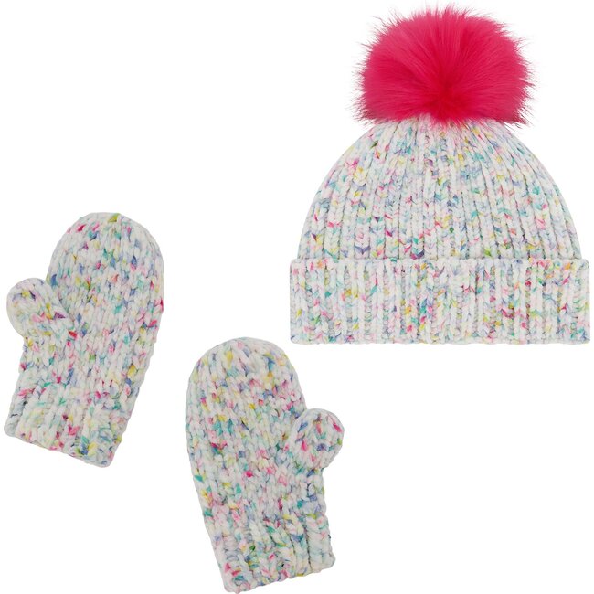 Chenille Hat and Glove Set, Multi