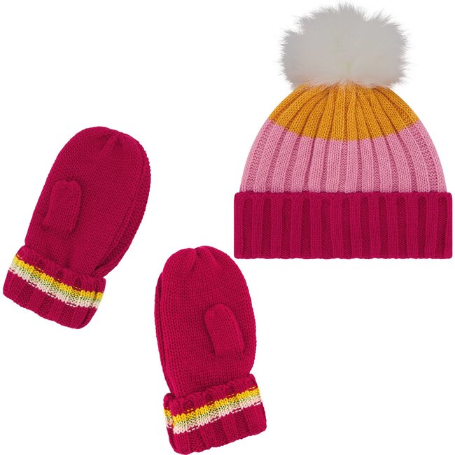 Heart Hat and Glove Set, Pink