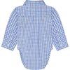 Infant Gingham Button Down Romper, Blue - Shirts - 2
