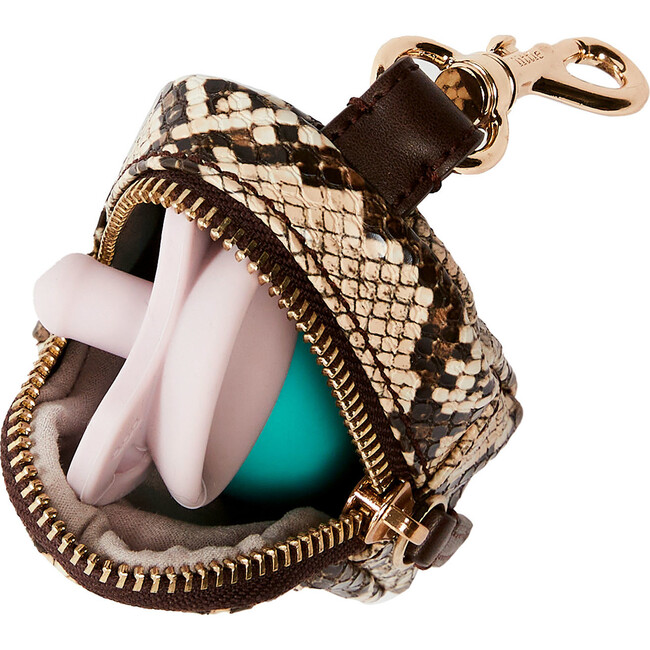Little Pouch Charm Pacifier Holder, Toffee - Pacifiers - 4