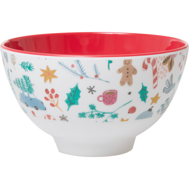 Small Christmas Melamine Bowl, Red/White