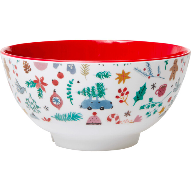 Medium Christmas Melamine Bowl, Red/White