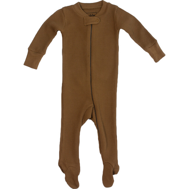 Noble Organic Waffle Footie Sleeper, Moss - Onesies - 1 - zoom