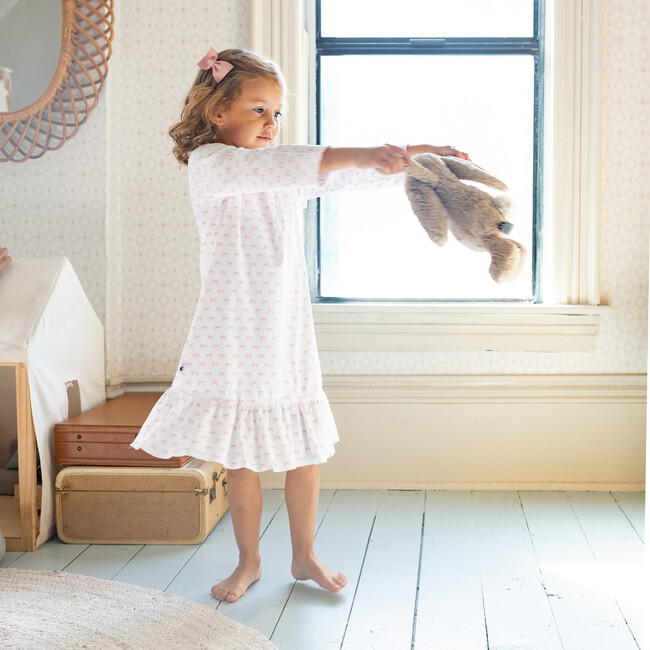 Midi Lounge Dress, Pink Bows - Dresses - 2