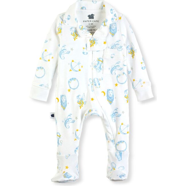 Classic Footless Pajama Onesie, Celestial Print Paper Cape Sleepwear