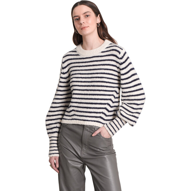 Women's Kara Sweater, Ivory/Navy Stripes