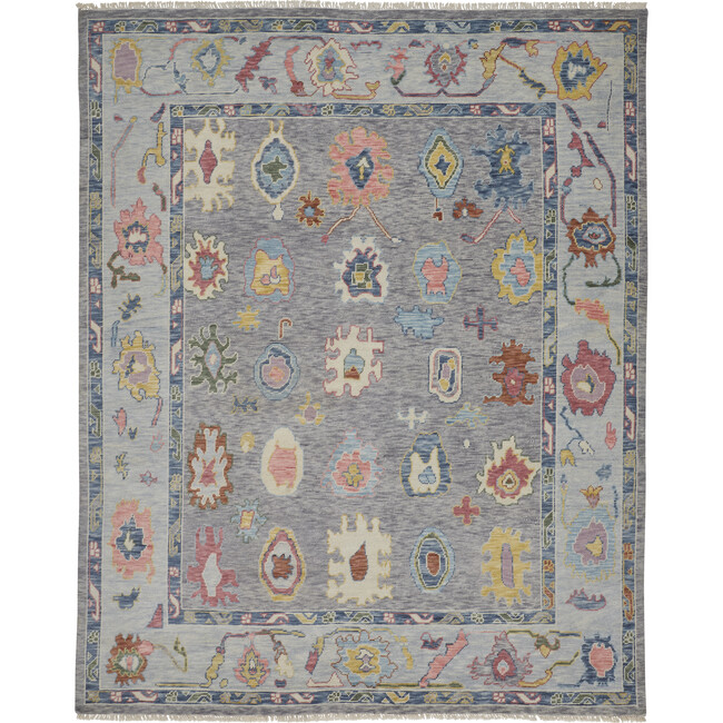 Larson Luxe Hand Knot Botanical Rug, Cool Grey