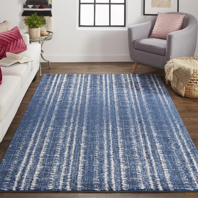 Meera Striated Coastal Inspired Rug, Navy