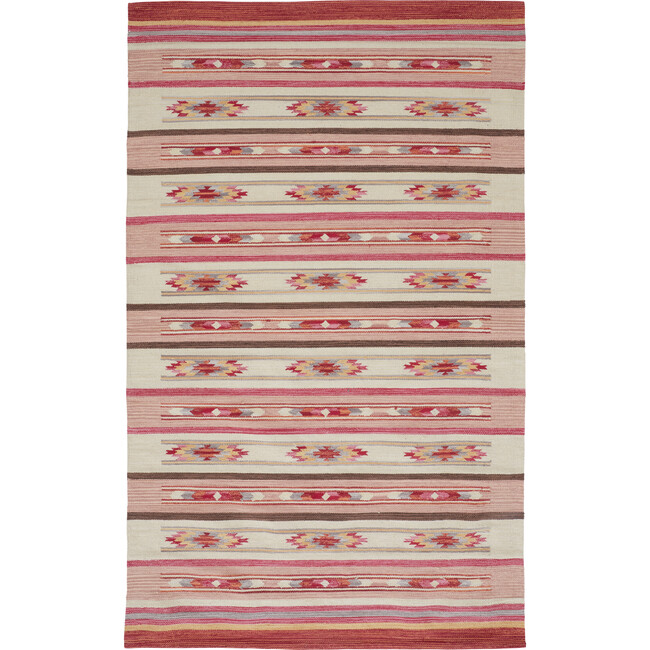 Galvin Navajo Style Serape Kilim Rug, Chili Pepper Red/Goldenrod - Rugs - 1