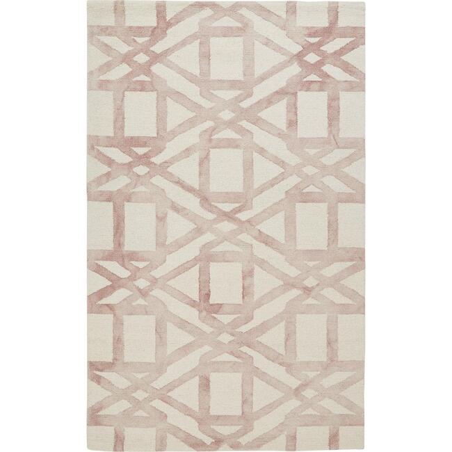 Marengo Geometric Patterned Wool Rug, Blush Pink