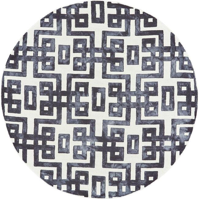 Marengo Tufted Greek Key Wool Rug, Noir - Rugs - 3