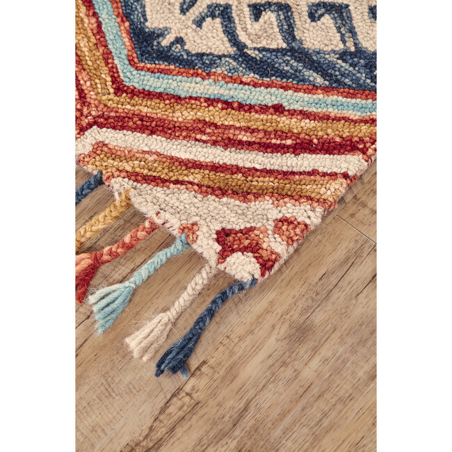 Calendra Hand Tufted Suzani Wool Rug, Navy/Gold/Orange - Rugs - 3