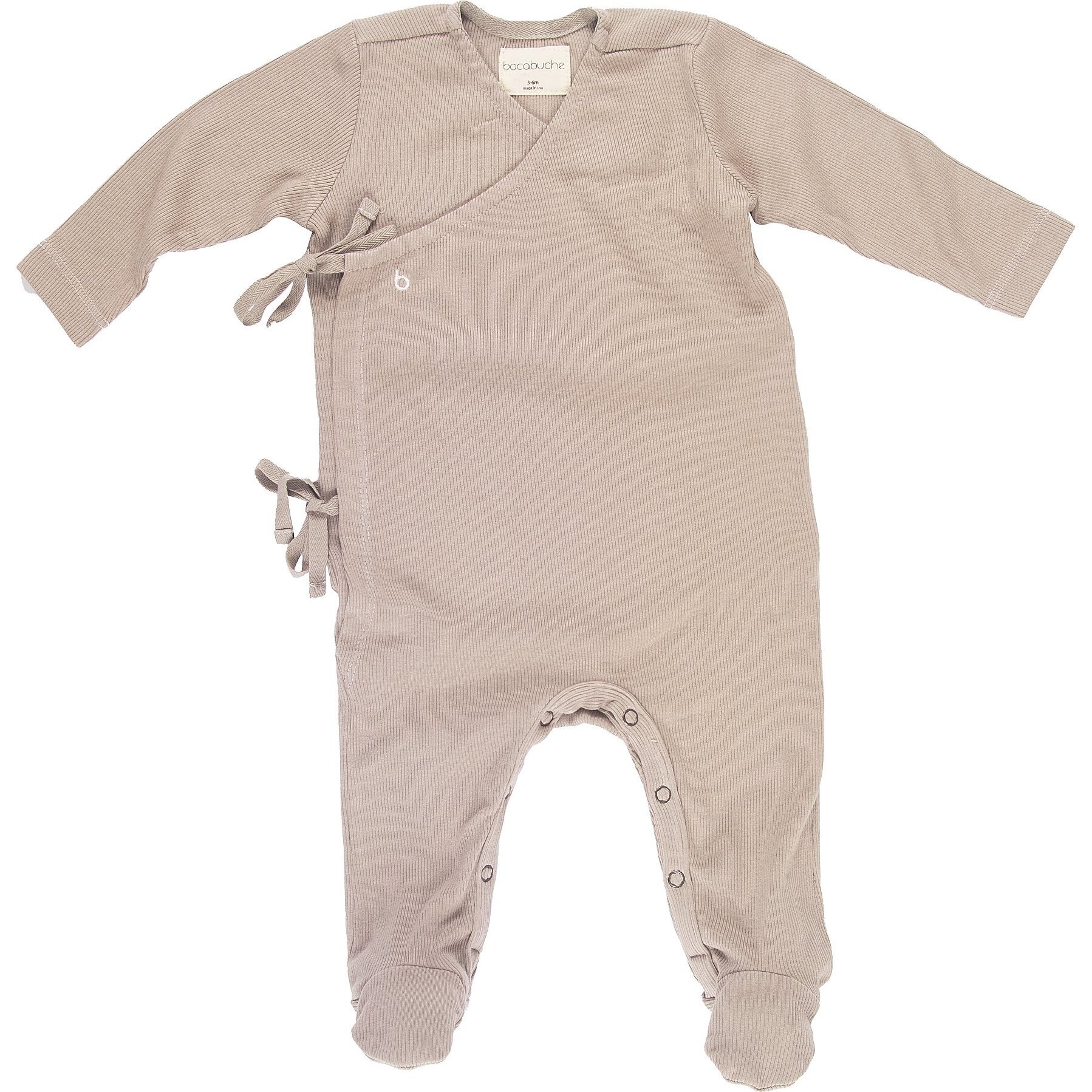 Baby Rib Kimono Onesie, Fawn - Onesies - 1