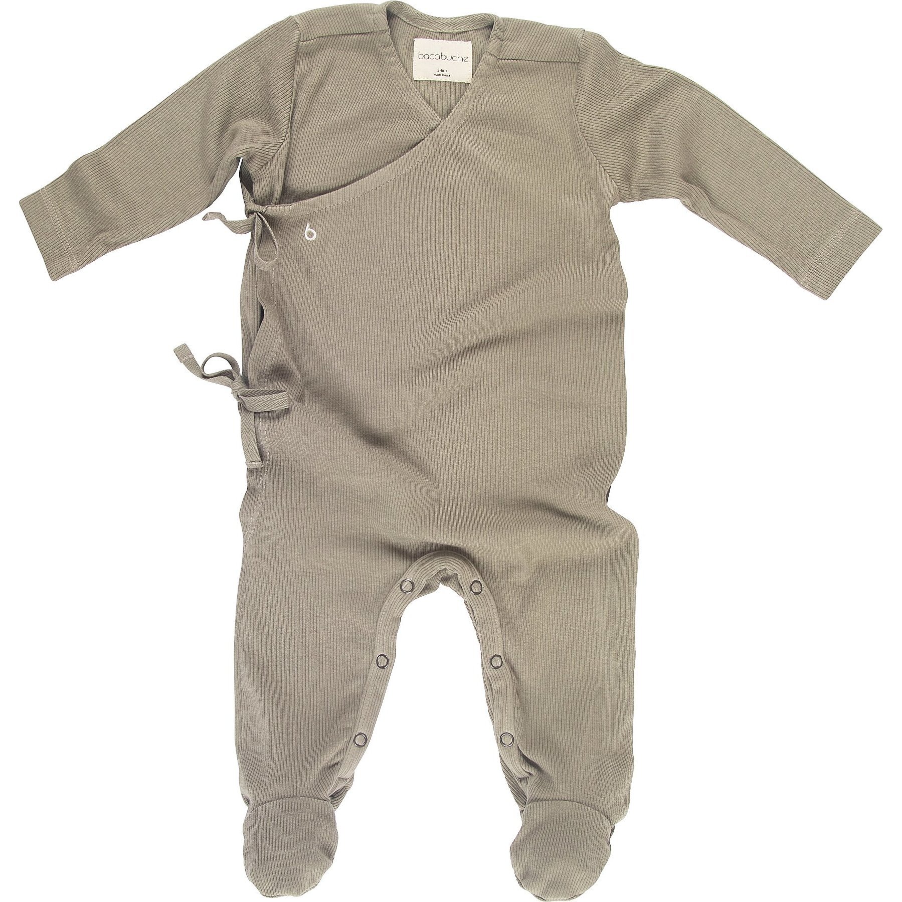Baby Rib Kimono Onesie, Eucalyptus - Onesies - 1