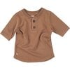 Baby Long Sleeve Henley, Camel - Shirts - 1 - thumbnail