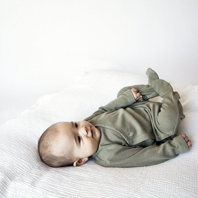 Baby Rib Kimono Onesie, Eucalyptus - Onesies - 3