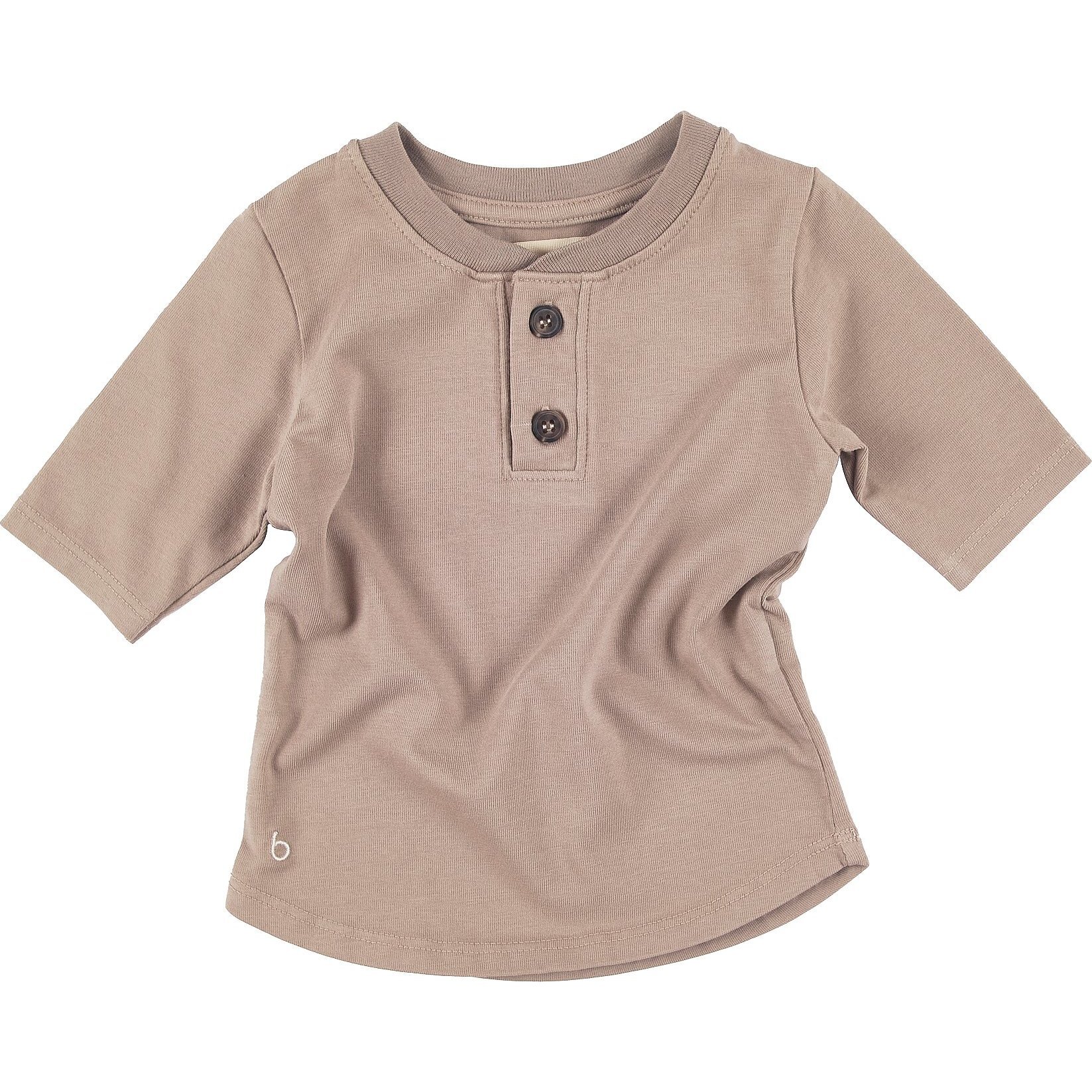 Baby Long Sleeve Henley, Fawn - Shirts - 1