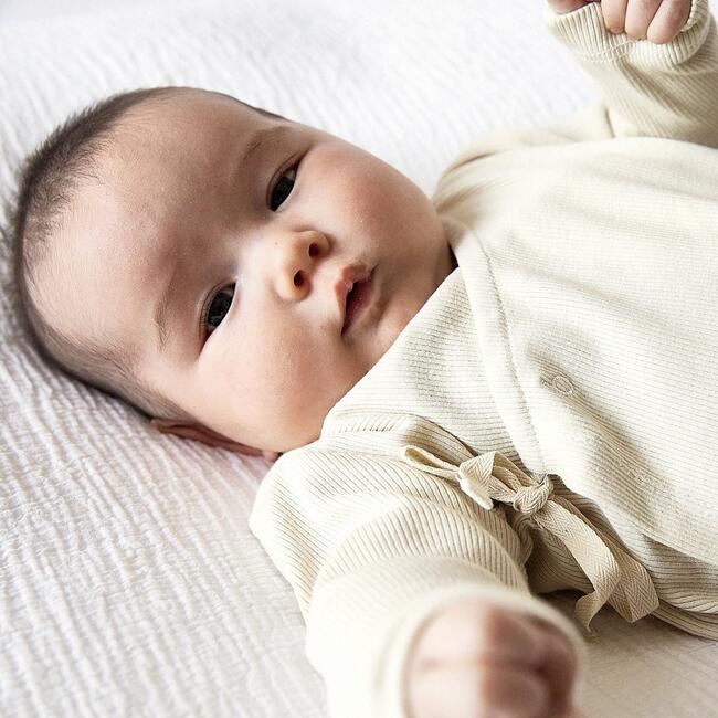 Baby Rib Kimono Onesie, Natural