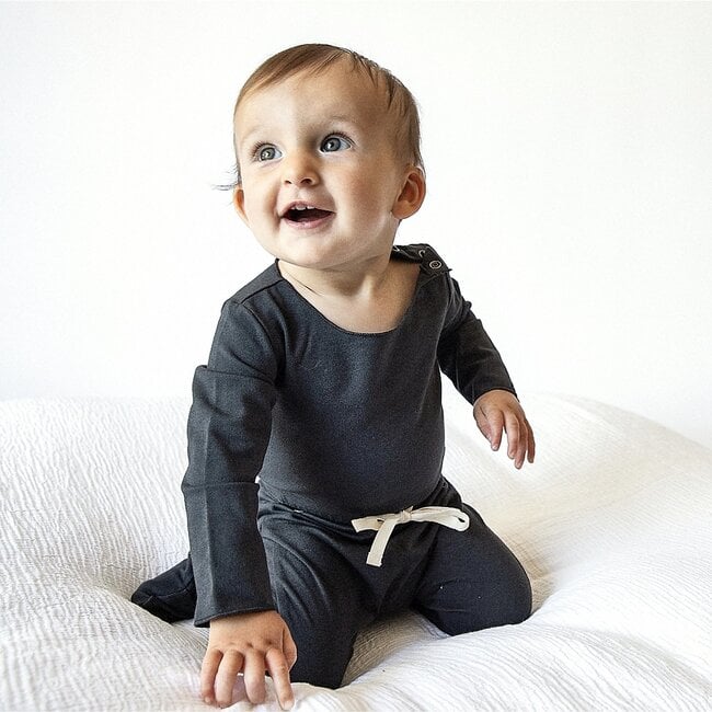 Baby Jersey Onesie, Washed Black - Onesies - 3