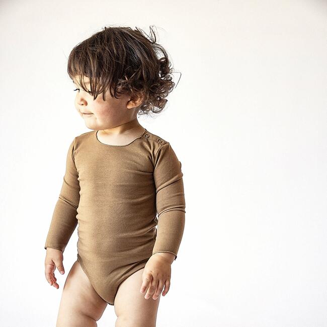 Baby Jersey Onesie, Camel - Onesies - 2