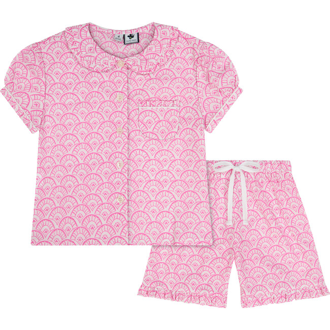 Ruffle Sleeve Loungewear Set, Pink Fan