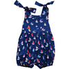 Piper Shoulder Tie Romper, Navy Sailboat - Onesies - 1 - thumbnail