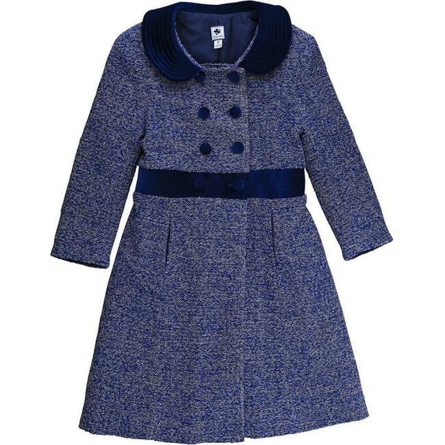 Gigi Party Coat, Blue Sparkle Tweed - Coats - 1