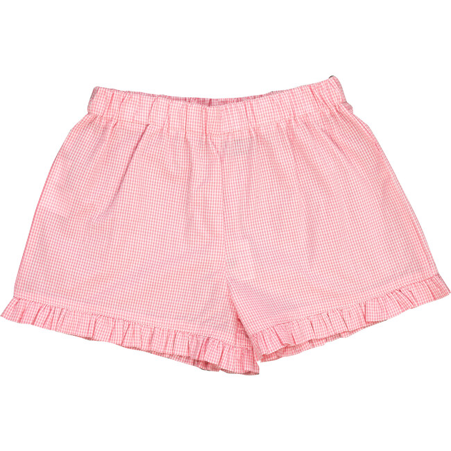 Lee Lee Ruffle Shorts, Pink Mini Checks - Busy Bees Shorts | Maisonette