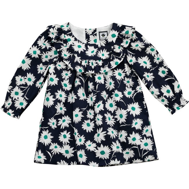 Kennedy Ruffle Bib Dress, Navy Green Floral