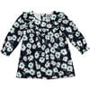 Kennedy Ruffle Bib Dress, Navy Green Floral - Dresses - 1 - thumbnail