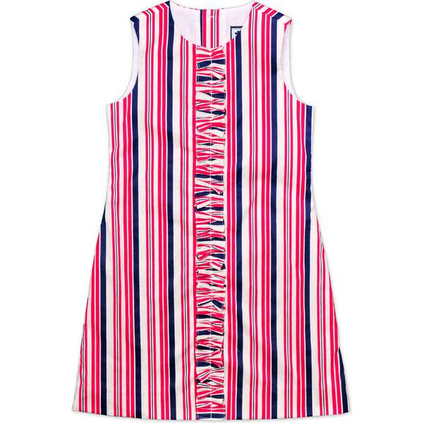 Lila Ruffle Shift Dress, Red White Navy Stripe - Busy Bees Dresses ...