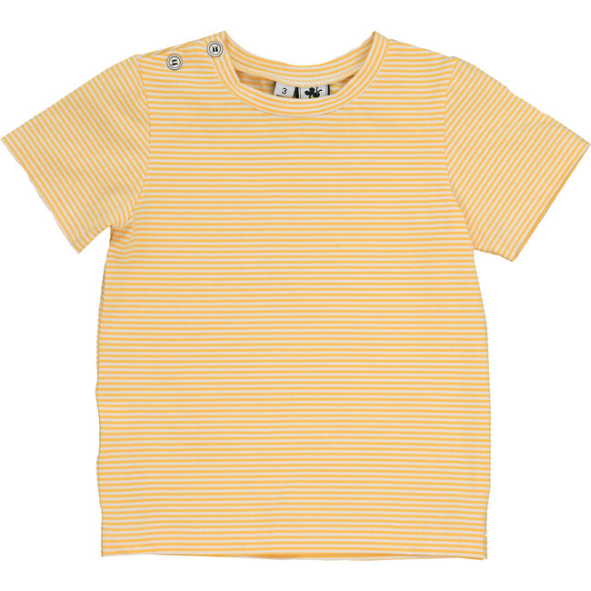 Henry Button Tee, Yellow Mini Stripes