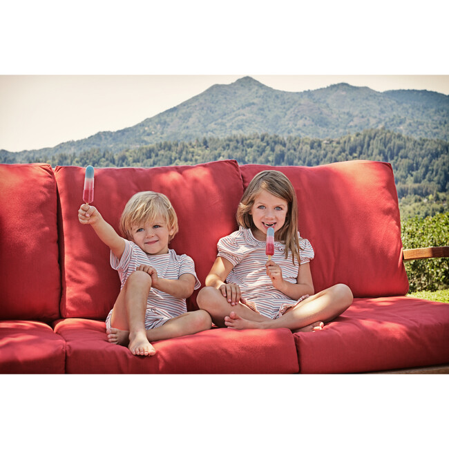 Henry Button Tee, Red White Blue Stripe Knit - Tees - 2