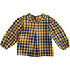 Eva Point Collar Blouse, Navy & Marigold Buffalo Check - Blouses - 1 - thumbnail