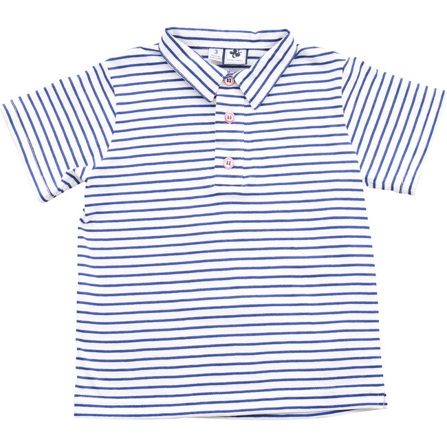 Busy Bees Polo, Blue Stripe - Tees - 1