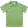 Busy Bees Short Sleeve Polo, Mini Green Blue Stripe - Polo Shirts - 1 - thumbnail