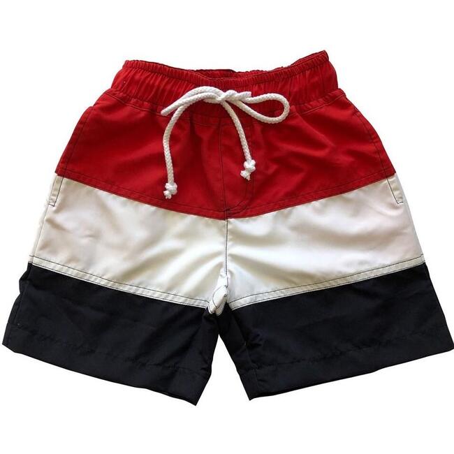 Chris Board Shorts, Red White Navy Colorblock