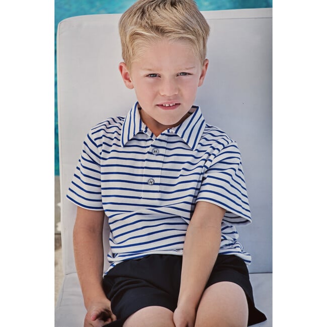 Busy Bees Short Sleeve Polo, Royal Blue Stripe - Polo Shirts - 3