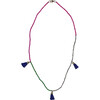 Beaded Tassel Necklace, Blue - Necklaces - 1 - thumbnail