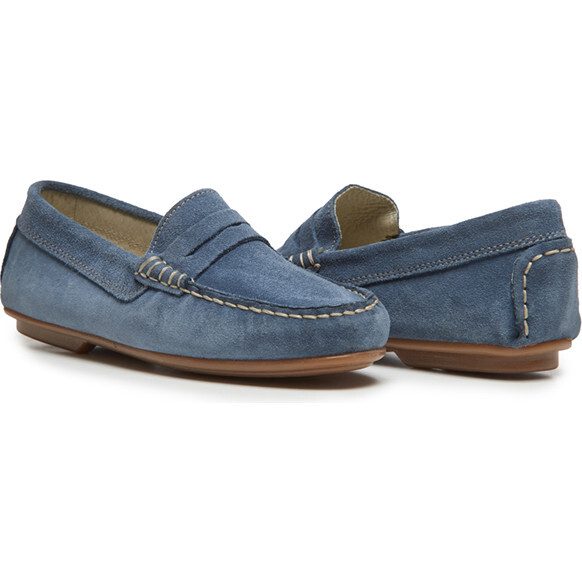 Suede Penny Loafers, Blue
