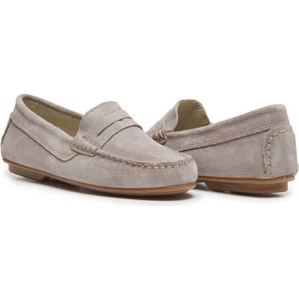 Suede Penny Loafers, Grey