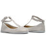 Linen Ankle T-Band Shoes, Silver Shimmer - T-Straps - 1 - thumbnail