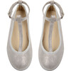 Linen Ankle T-Band Shoes, Silver Shimmer - T-Straps - 2