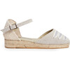 Canvas Espadrille Sandals with Striped Weave, Grey - Sandals - 2