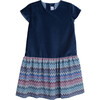 Blue Velvet and Multicolor Zig-Zag Holiday Dress - Dresses - 1 - thumbnail