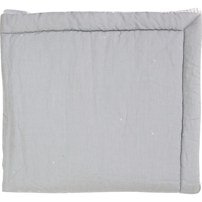 Reversible Play Mat, Summer Grey Linen/White Stripe - Playmats - 1