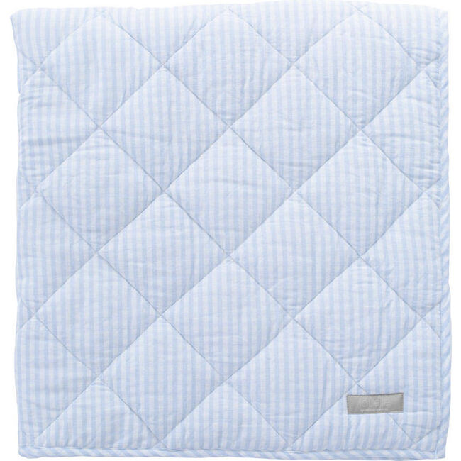 Reversible Play Mat, Pale Blue Gingham and White Linen - Playmats - 1